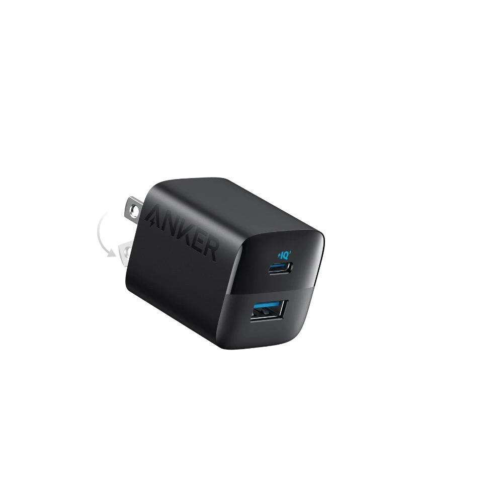 شاحن انكر 323 بقوة 33 واط بمنفذ USB-C ومنفذ USB-A - أسود