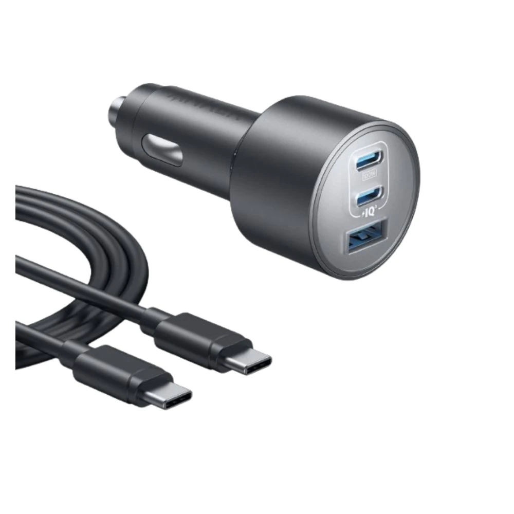 شاحن سيارة انكر بقوة 167.5 واط وثلاث منافذ مع كابل USB-C