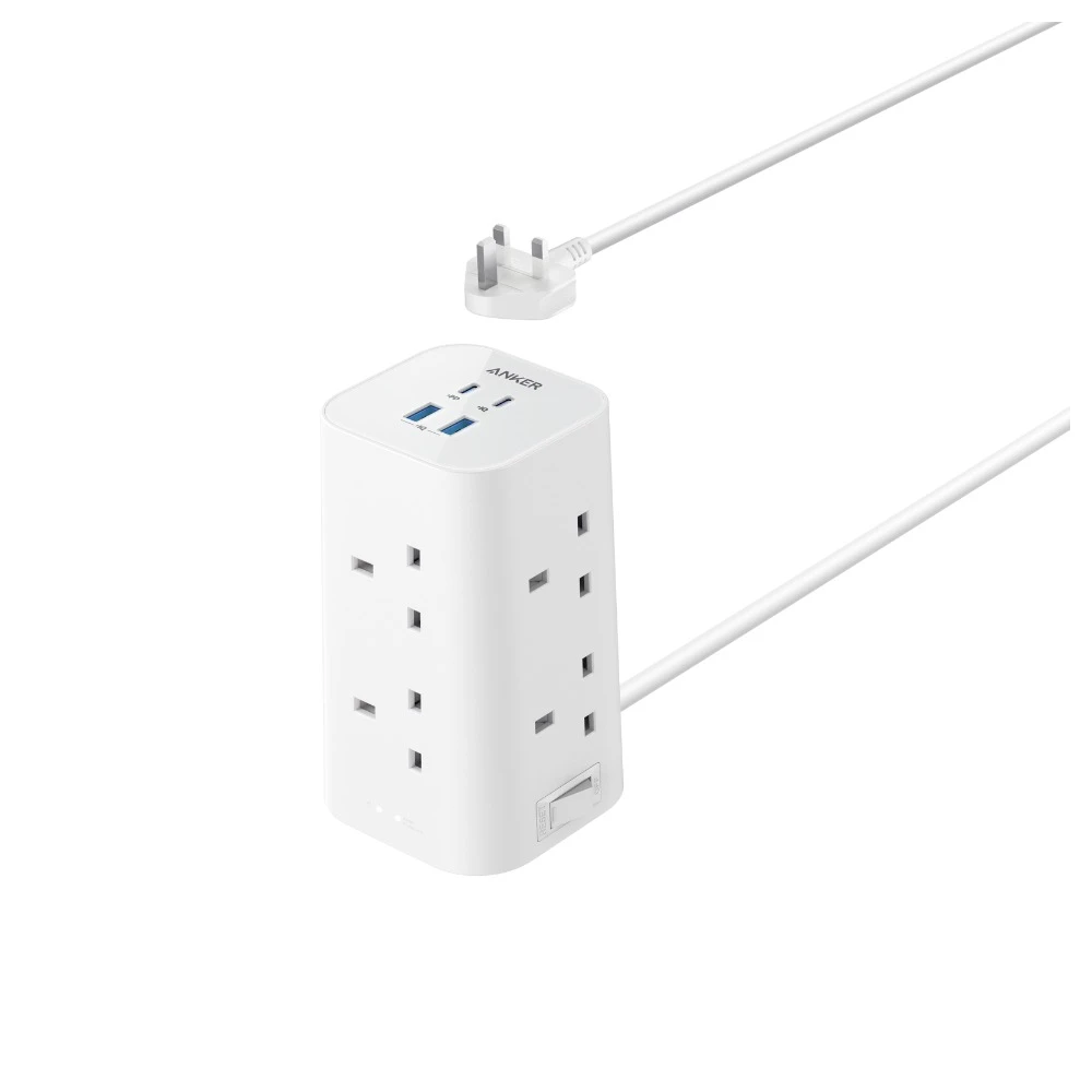 موزع كهرباء انكر 12 في 1 مع شحن سريع 20 واط عبر USB-C - أبيض