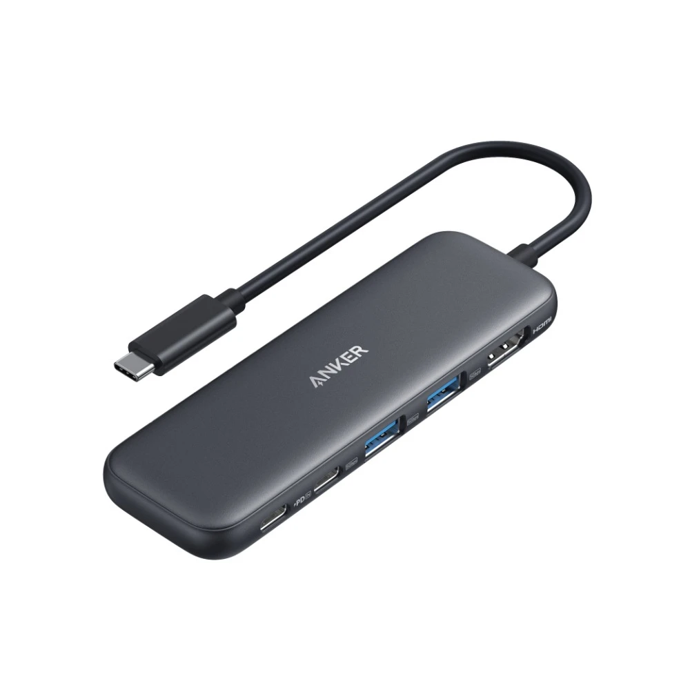 موزع انكر 332 USB-C بخمس منافذ مع HDMI بدقة 4K وشحن تمريري 85 واط - أسود