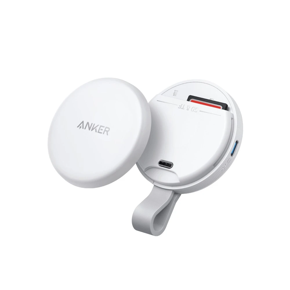محول انكر ماغ غو USB-C قارئ ذاكرات 3 في 1 مغناطيسي للآيفون - أبيض