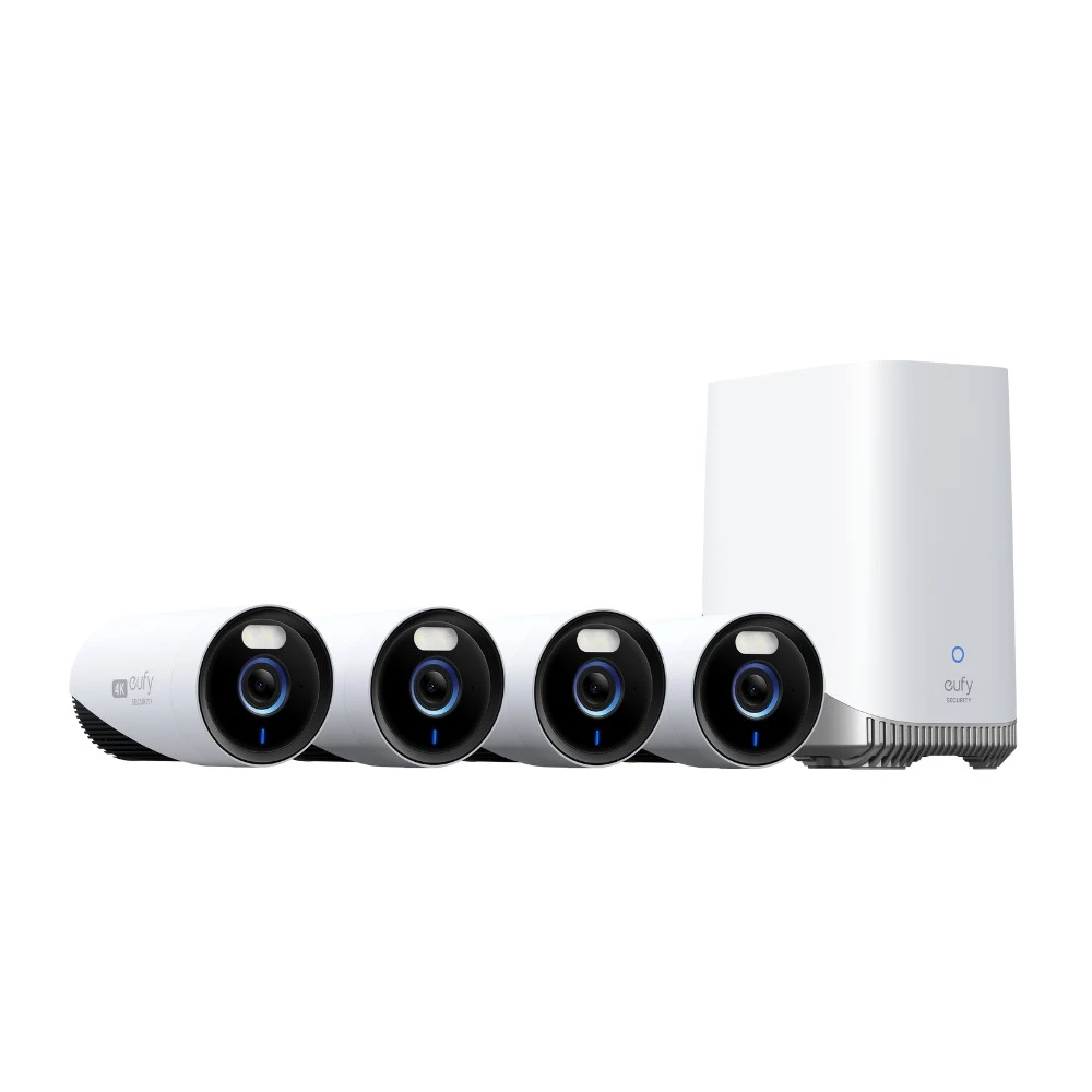 طقم كاميرات يوفي كام E330 الاحترافي — 4 كاميرات 4K مع تسجيل مستمر وقاعدة HomeBase 3