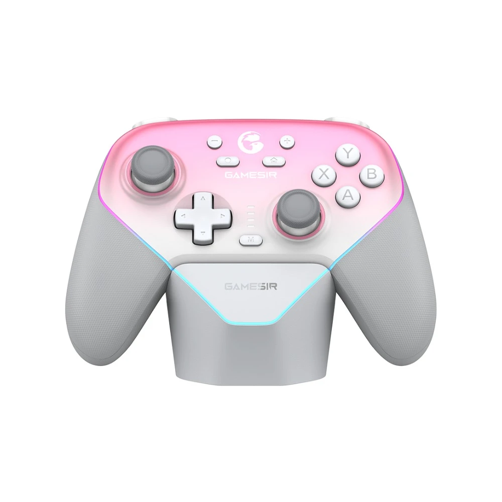 يد ألعاب GameSir Super Nova وردية — هول إفكت وإضاءة RGB وقاعدة شحن