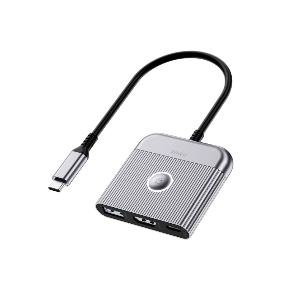 موزع WiWU Wi-HB002 ثلاثي المنافذ USB-C — محول لابتوب للسفر