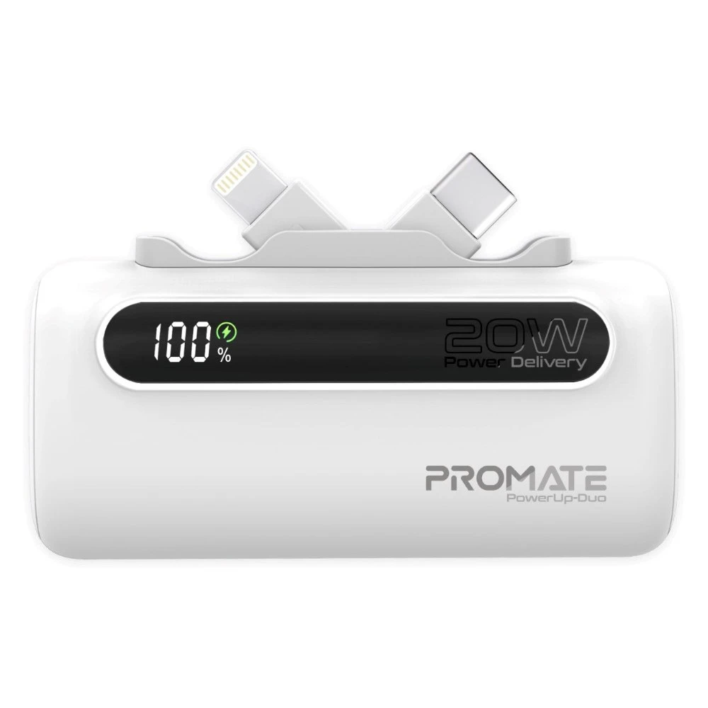 باور بانك Promate PowerUp-Duo — White