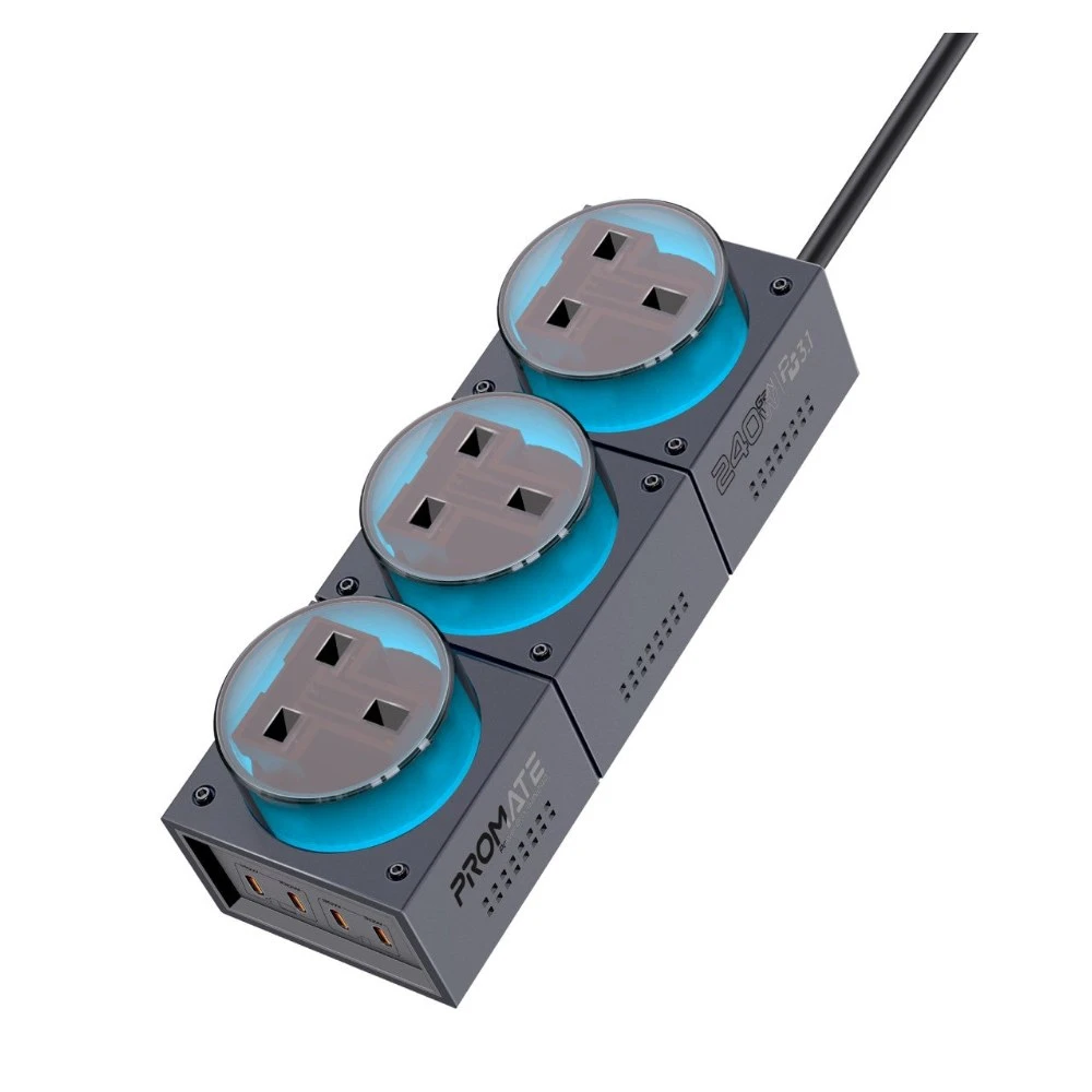 شاحن Promate PowerBrix-GaN240 — BlackTitanium
