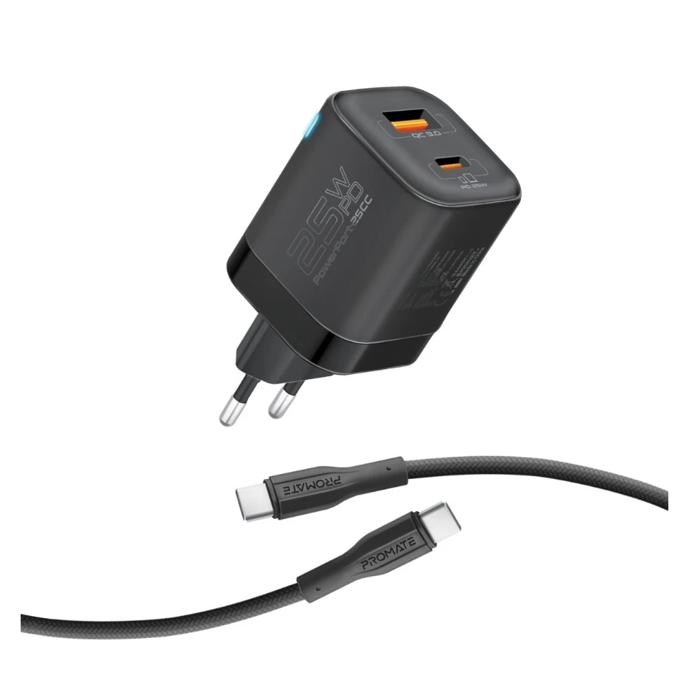 شاحن Promate PowerPort-25CC — Black