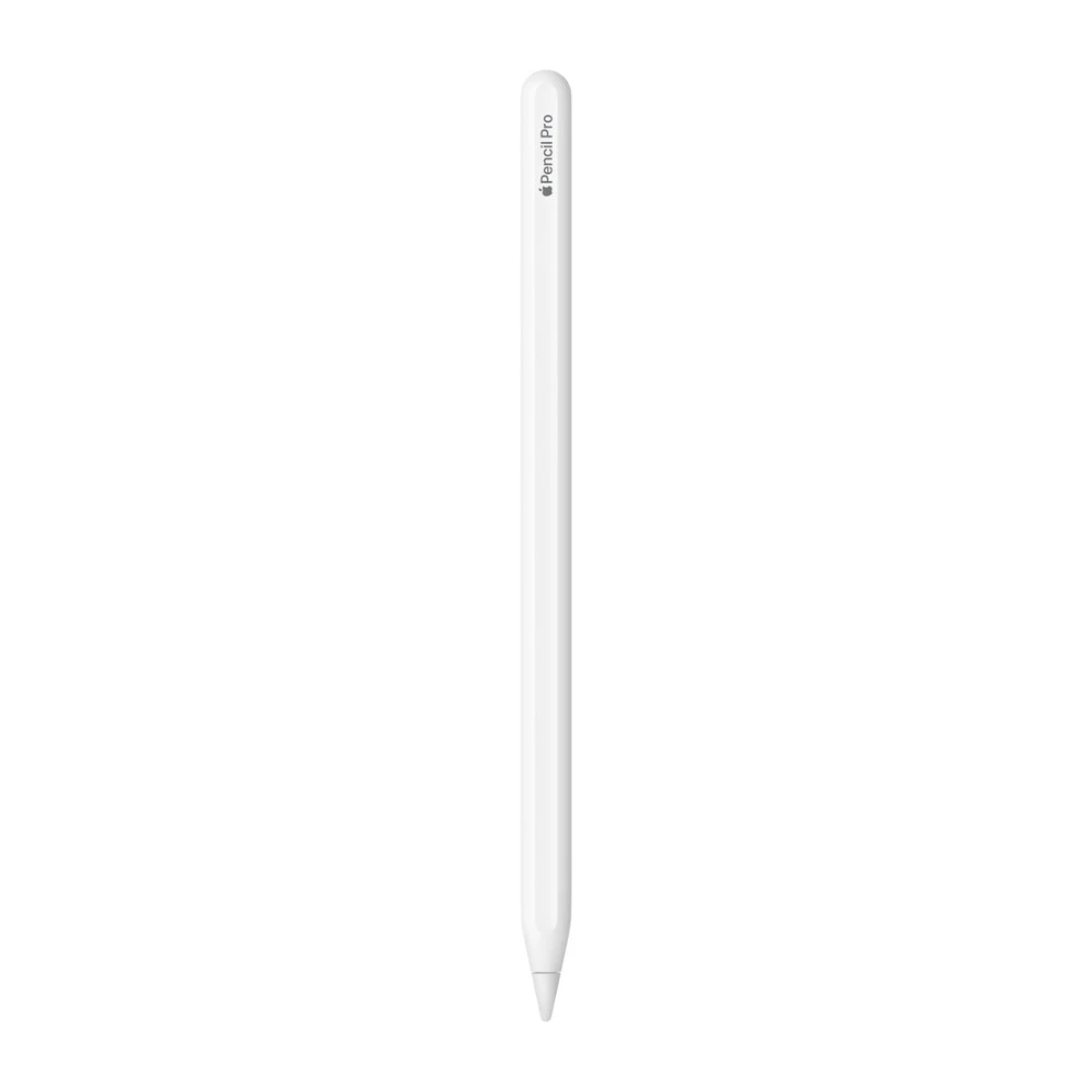 قلم Apple Pencil Pro — ضغطة جانبية، دوران الريشة، اهتزاز لمسي، وتتبع Find My